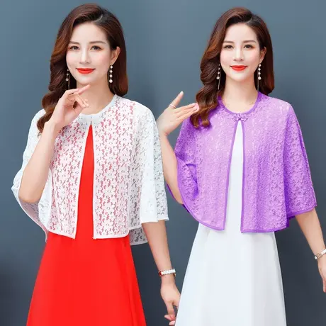 夏季配裙子蕾丝外搭斗篷女短款罩衫宽松薄款防晒衣披风小坎肩上衣商品大图