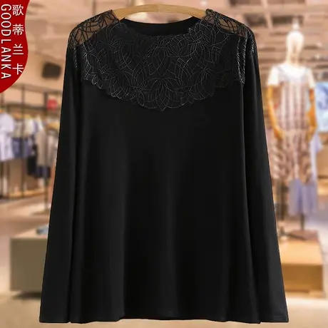 中年妈妈秋装新款上衣洋气时尚加肥加大码女装长袖打底衫T恤200斤图片