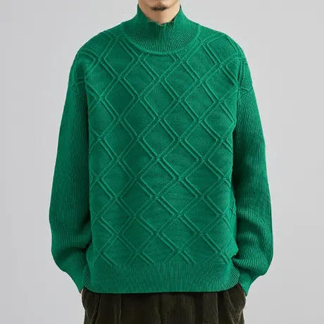 奕飏男装2022秋冬季新款加厚半高领毛衣男士中领针织打底衫上衣潮图片