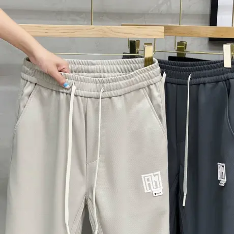 卫裤男士2023新款宽松男裤子秋季INS高街休闲裤束脚针织运动长裤商品大图