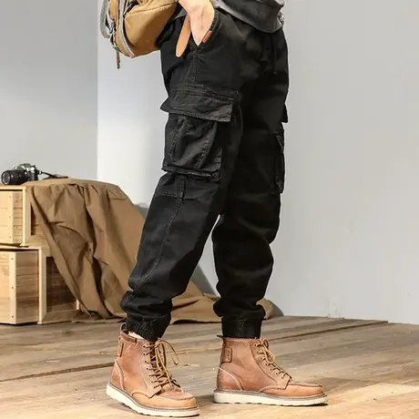 裤子男冬季休闲裤ins潮牌冬款外穿束脚时尚宽松束脚工装长裤保暖图片