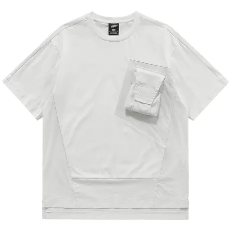 VIP夏季拼接口袋短袖T恤男士纯棉半袖体恤宽松机能设计感上衣潮牌商品大图