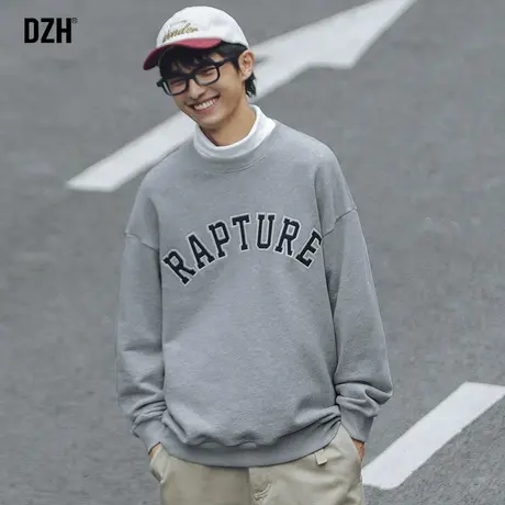 男士灰色卫衣男圆领春秋季潮牌长袖上衣休闲宽松男装2023新款外套商品大图