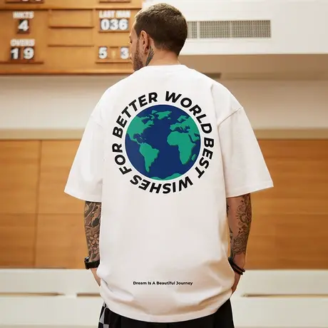 oversize美式港风潮牌大码胖子男装国潮宽松短袖T恤潮流ins半袖夏商品大图