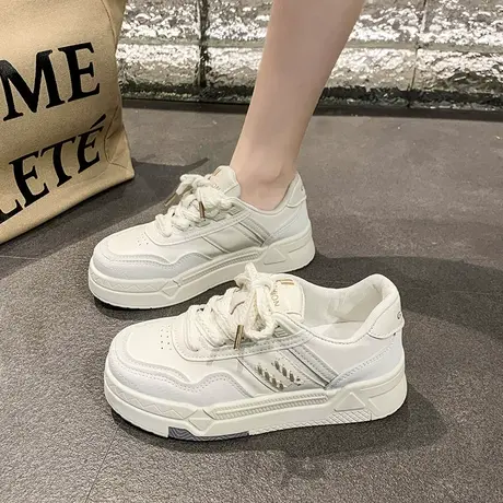 网红爆款厚底小白鞋女春夏季小众板鞋2023新款增高百搭休闲运动鞋商品大图