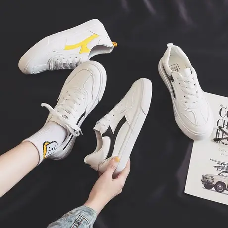 秋款皮面小白鞋女2020爆款百搭基础平底新款白鞋板鞋透气春款潮鞋商品大图