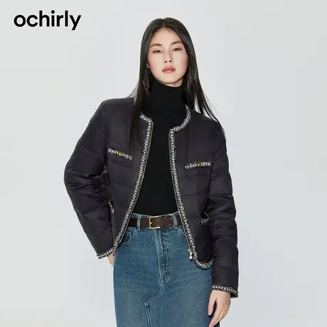 【品牌甄选】欧时力 小香风轻薄羽绒服外套23新款秋织带保暖法式图片