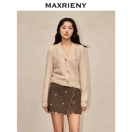 [3件8折]MAXRIENY温柔千金风金扣金葱外套高级气质感毛衣女商品大图