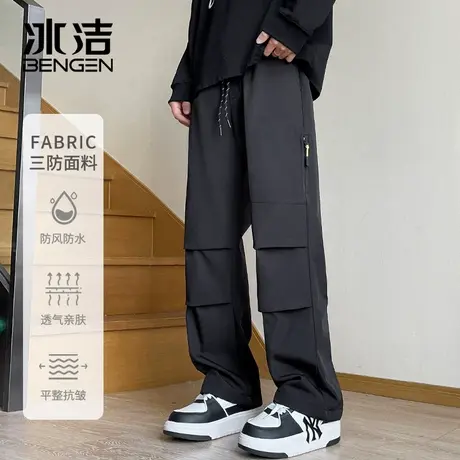 冰洁防水工装潮流休闲裤男士2024春夏季新款学生机能风直筒长裤子商品大图
