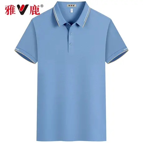 【华夫格】雅鹿男士短袖t恤薄款透气商务休闲翻领打底polo衫男商品大图