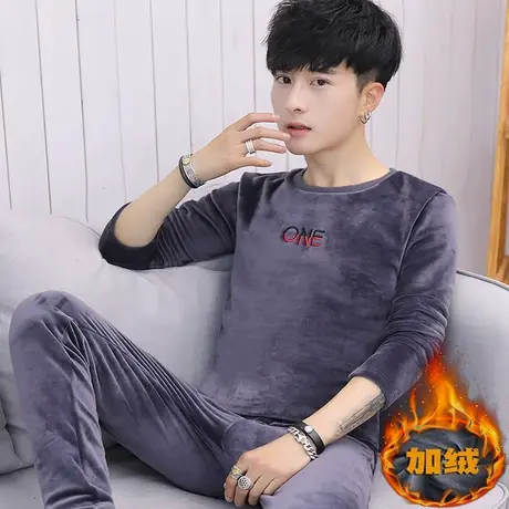 保暖内衣男士加绒棉毛衫青少年加厚防寒学生大童秋衣秋裤套装冬季商品大图