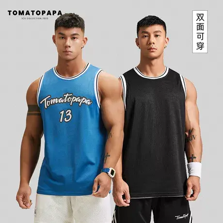 TOMATOPAPA原创背心透气网孔双面可穿无袖网眼排汗训练健身运动衣商品大图