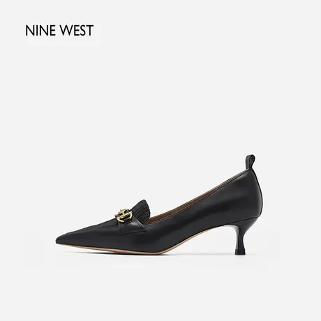 Nine West/玖熙真丝衔扣法式高跟鞋女2023秋新款尖头浅口单鞋中跟图片
