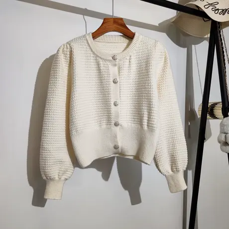 小香风针织开衫女秋冬新款宽松圆领名媛气质时尚短款加厚毛衣外套商品大图