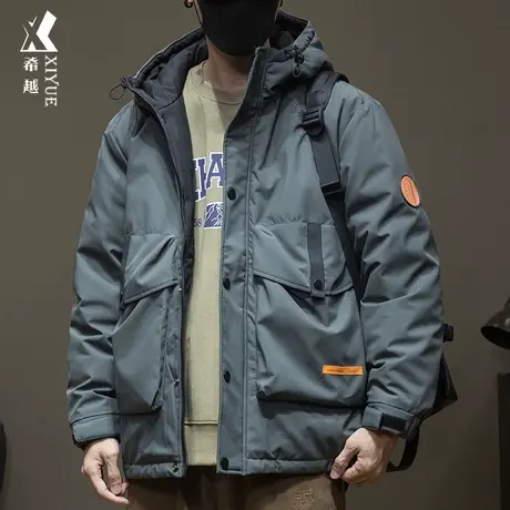 冬季工装羽绒服男90%白鸭绒冲锋衣男士胖子大码加肥加大男装外套商品大图