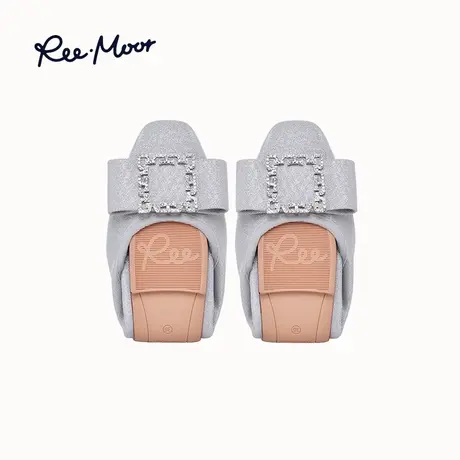 REEMOOR睿慕方头亮片软底单鞋女2023春夏新款可卷仙女风平底鞋女商品大图