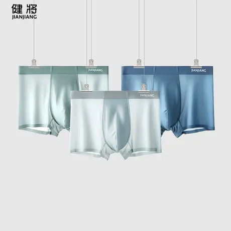 健将冰丝男士内裤男款四角短裤头宽松透气性感透明平角短裤衩夏季图片