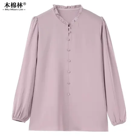 大码女装时尚显瘦洋气春装休闲长袖衬衣胖mm宽松气质优雅好搭上衣商品大图