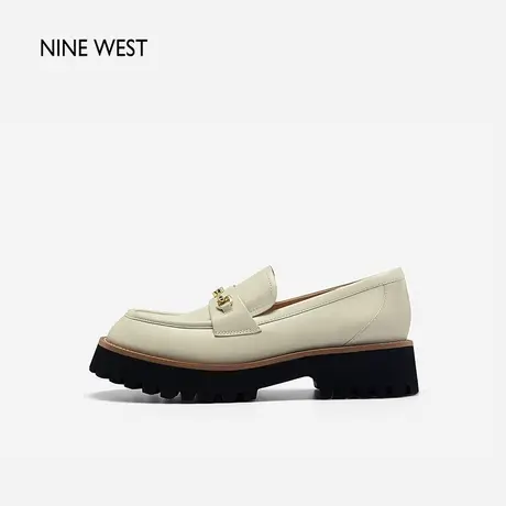 Nine West/玖熙经典乐福鞋春季新款99衔扣锯齿厚底学院风皮鞋百搭图片