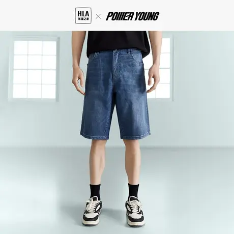 HLA/海澜之家POWER YOUNG牛仔中裤2023春夏新款直筒五分裤子男商品大图