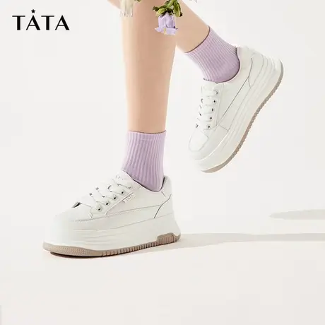 【好物体验专享】Tata他她厚底小白鞋女厚底鞋增高板鞋DWBX1AM4商品大图