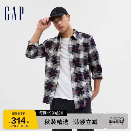 Gap男装秋季2023新款法兰绒通勤翻领长袖衬衫787635时尚休闲上衣图片