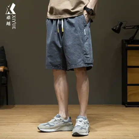希越格雷系高级感纯棉工装短裤男士2025夏季新款宽松大码五分裤潮图片