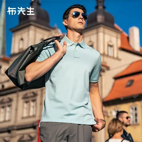 布先生短袖POLO衫男士新款雾霾蓝纯棉T恤上衣翻领商务A11277断码商品大图