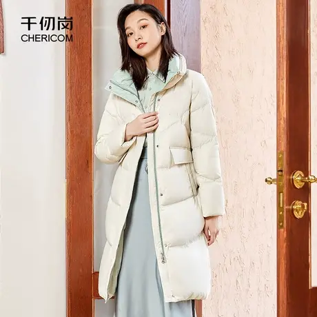 千仞岗冬季女士中长款内外撞色保暖立领女外套羽绒服商品大图