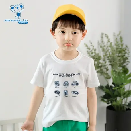 DQ真维斯童装2025夏季新款男童圆领棉质印花短袖T恤上衣图片