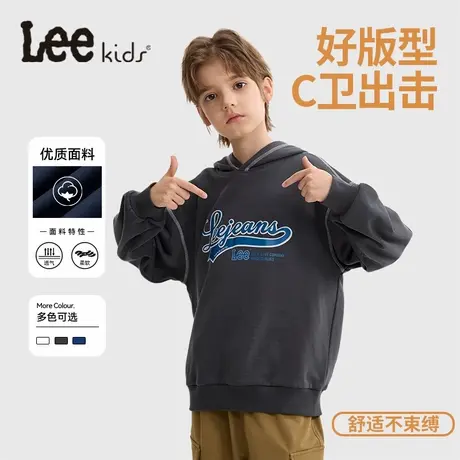 Lee童装男孩2025新款卫衣男童美式复古连帽衫儿童春秋百搭套头衫图片