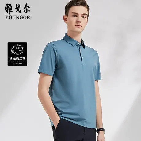 雅戈尔奥莱 男装商务休闲短袖T恤翻领POLO衫翻领刺绣商品大图
