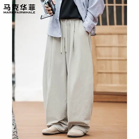马克华菲秋季休闲裤男士宽松薄款阔腿透气情侣潮流弯刀裤子春秋款图片