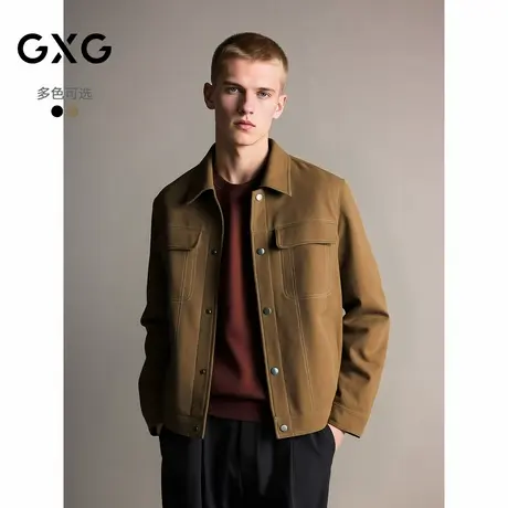 GXG男装复古明线麂皮夹克宽松翻领工装风外套25秋热卖#G25D213110商品大图