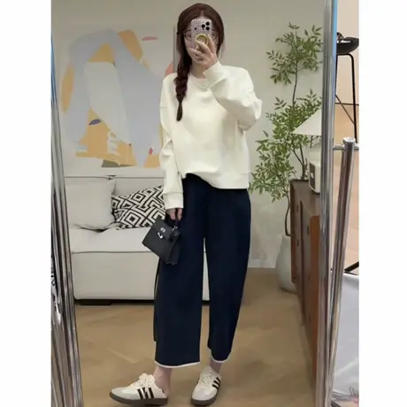 2025新款白色早秋薄款卫衣女装高腰小个子长袖短款加绒加厚上衣冬商品大图