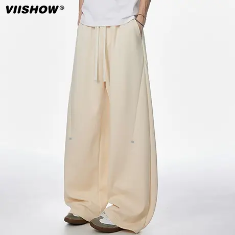 VIISHOW美式宽松阔腿弯刀卫裤男女款秋季宽松百搭垂感运动休闲裤商品大图