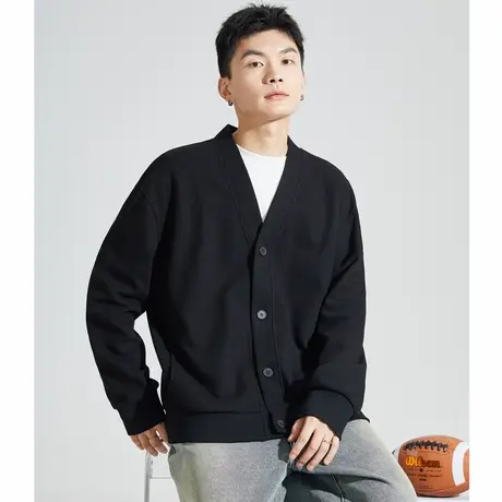 唐狮春秋季新款卫衣男士长袖秋装上衣外套青少年宽松纯色开衫TD商品大图