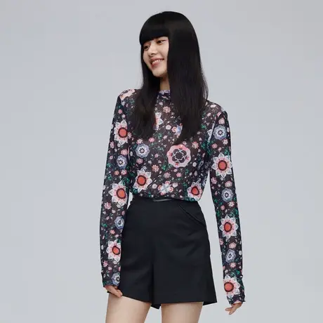 艾莱依秋冬女士小衫女士小众设计感修身长袖复古图片