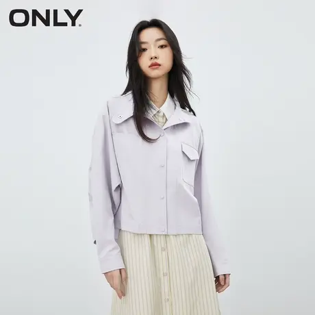 【买4免1】ONLY奥莱夏季新款时尚百搭宽松蝙蝠袖立领短款外套女商品大图