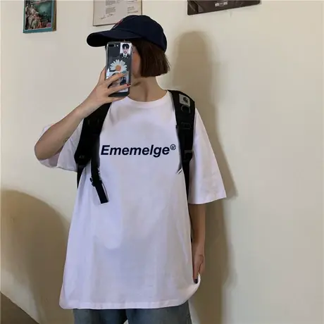 夏季新款小众设计感薄款ins潮宽松上衣服别致甜酷白色短袖T恤女装商品大图