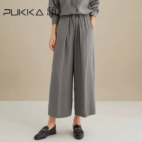 蒲PUKKA 商场同款阔腿裤女春秋装宽松慵懒设计直筒休闲长裤子商品大图