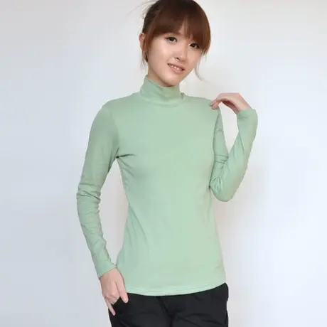 带胸垫半高领罗纹棉打底衫免穿内衣文胸bra长袖内穿商品大图