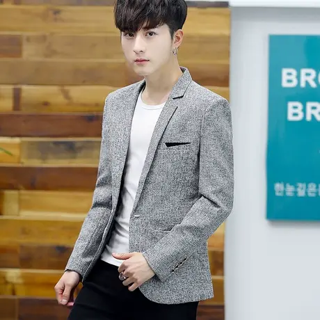 2025男士休闲西装秋季新款单上衣韩版修身小西服潮流百搭男装外套商品大图