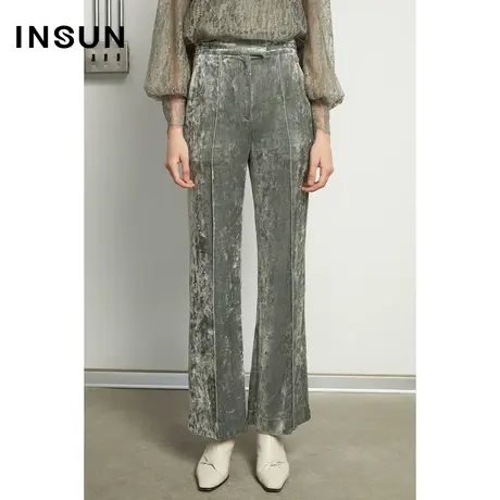 INSUN恩裳冬季哑光微喇显瘦直筒裤图片