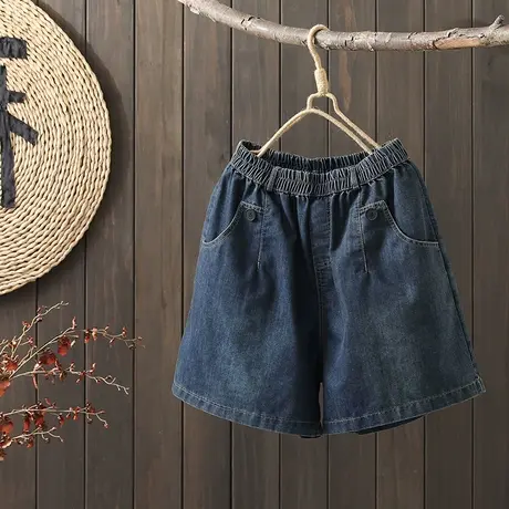 枫谜2022年夏装新款文艺复古水洗牛仔短裤女宽松口袋牛仔女士中裤商品大图