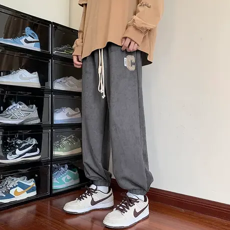 松紧腰运动卫裤男士束脚宽松紧腰春季休闲裤子潮牌青少年2024新款商品大图