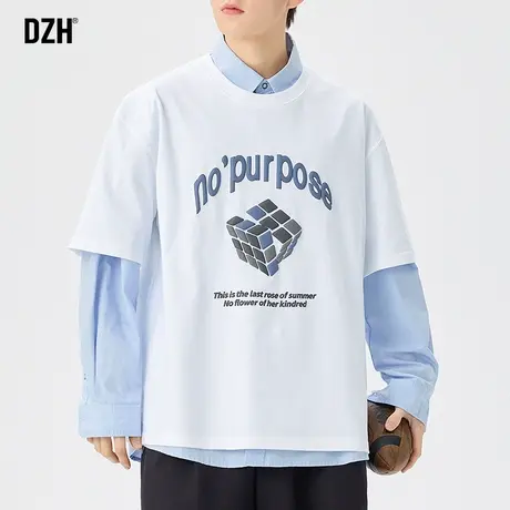 男士美式白色短袖t恤男夏季纯棉重磅宽松上衣2023新款体恤衫半袖商品大图