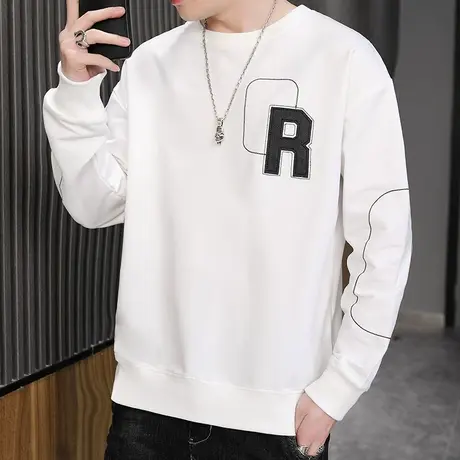 卫衣男圆领无帽春秋装2022新款ins潮牌运动休闲宽松外套青年衣服商品大图