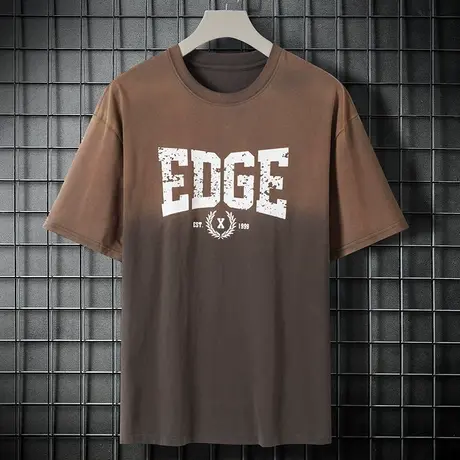 夏季宽松短袖t恤纯棉印花上衣重磅半袖体恤新款休闲短袖潮流男装商品大图