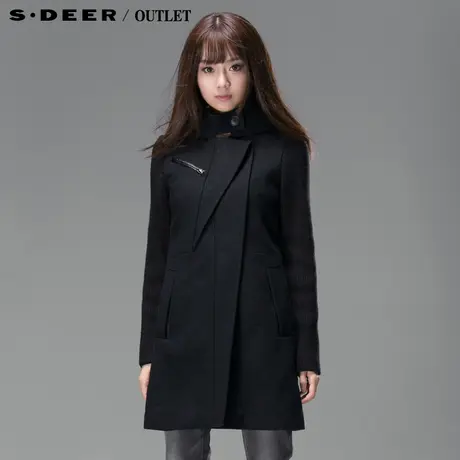 【新品】sdeer圣迪奥专柜正品女冬欧美风羊毛混纺大衣3481865图片
